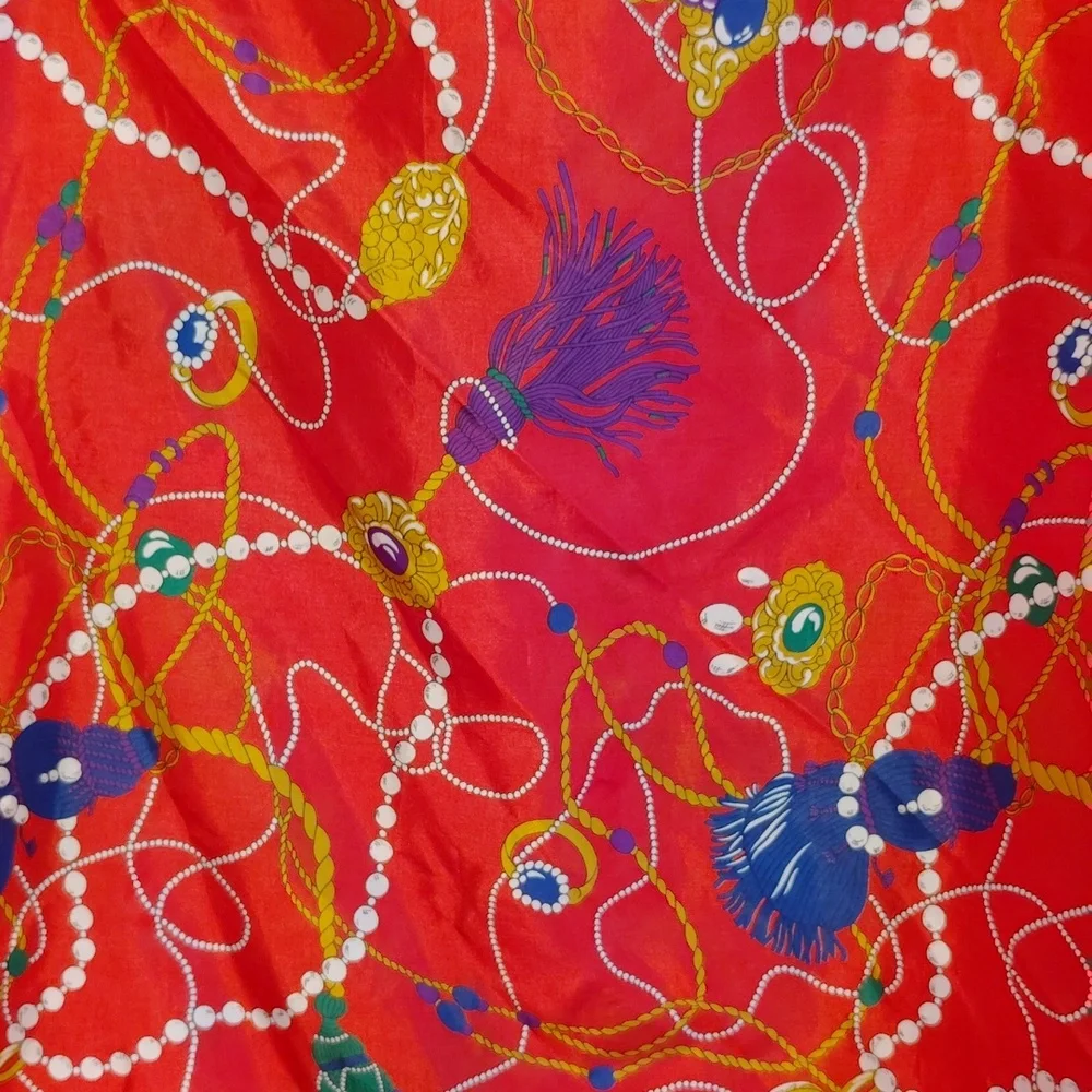 Vibrant Coral Patterned Women's Scarf - Picture 4 of 5